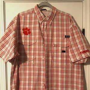 Mens Clemson Tigers EMBROIDERED button down Columbia PFG Super Bonehead XL Shirt
